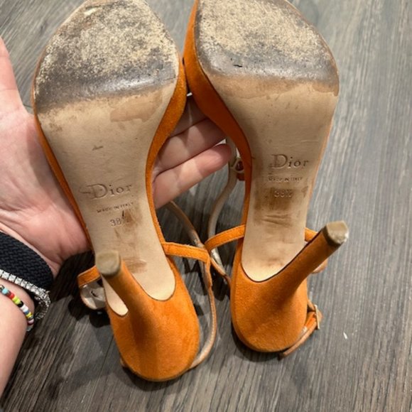 Dior Orange Suede Platform Sandals - Picture 7 of 10